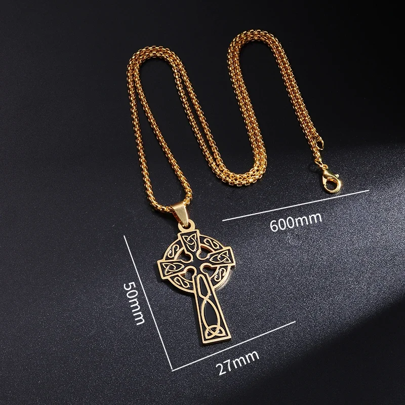 New Stainless Steel Celtic Cross Pendant Necklace Men Women Fashion Trend Charm Lucky Charms Jewelry Gifts