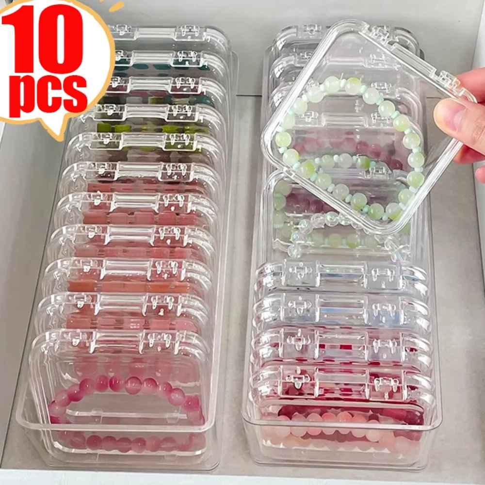 10/1PCS Square Nail Jewelry Storage Box Portable Acrylic Transparent Container Earring Rings Bracelet Badge Nail Packaging Case