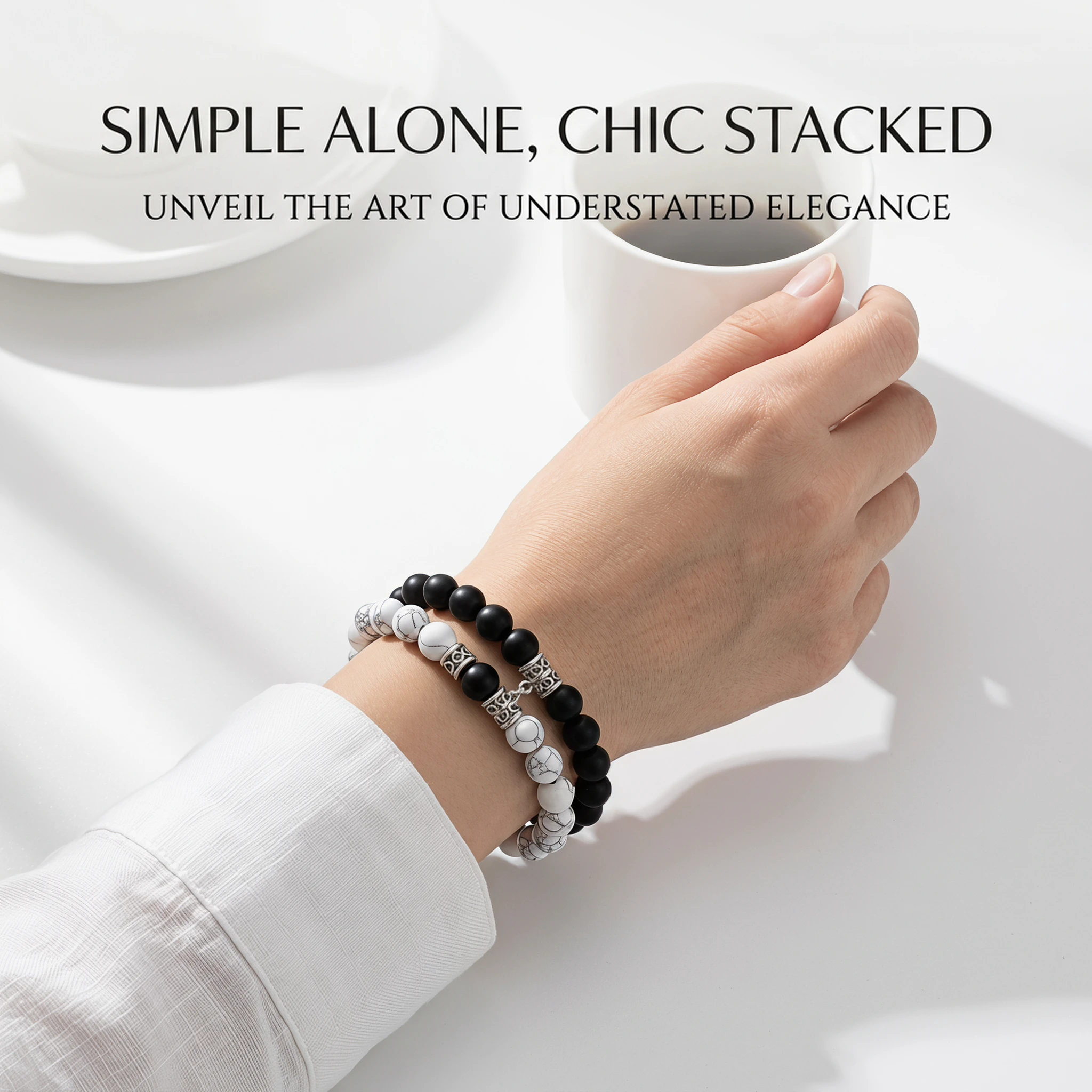 2Pcs/Set Natural Stone Beaded Heart Magnet Attraction Couple Bracelets For Women Men Simple Love Relationship Bracelet Jewelry