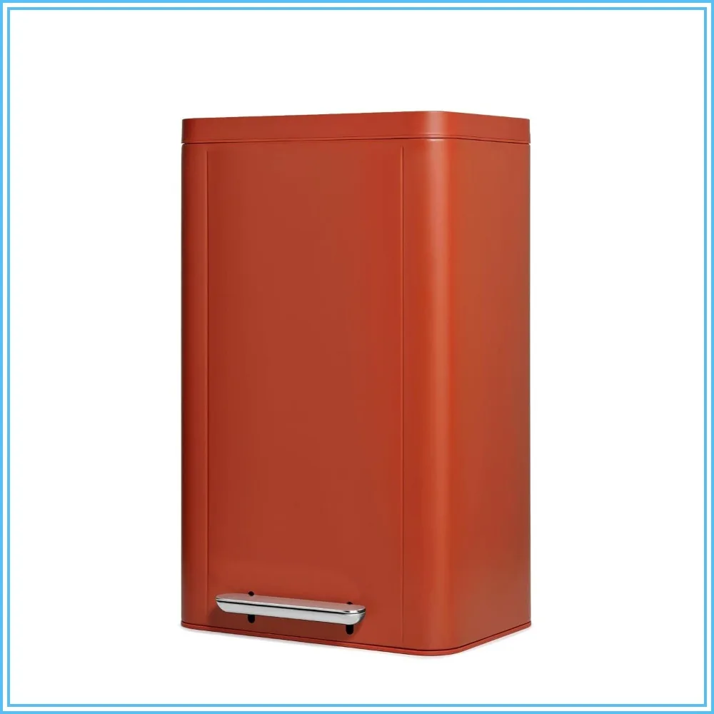 45L Rectangular Step Trash Can Stainless Steel Kitchen Waste Bin