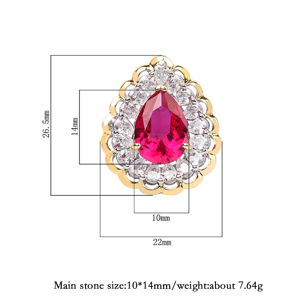 2022 Baru 10*14MM Ruby Zamrud Ba Ba Turmalin Cincin Lab Berlian Cincin Pernikahan Batu Permata Pesta Baik Perhiasan Hadiah Ulang Tahun