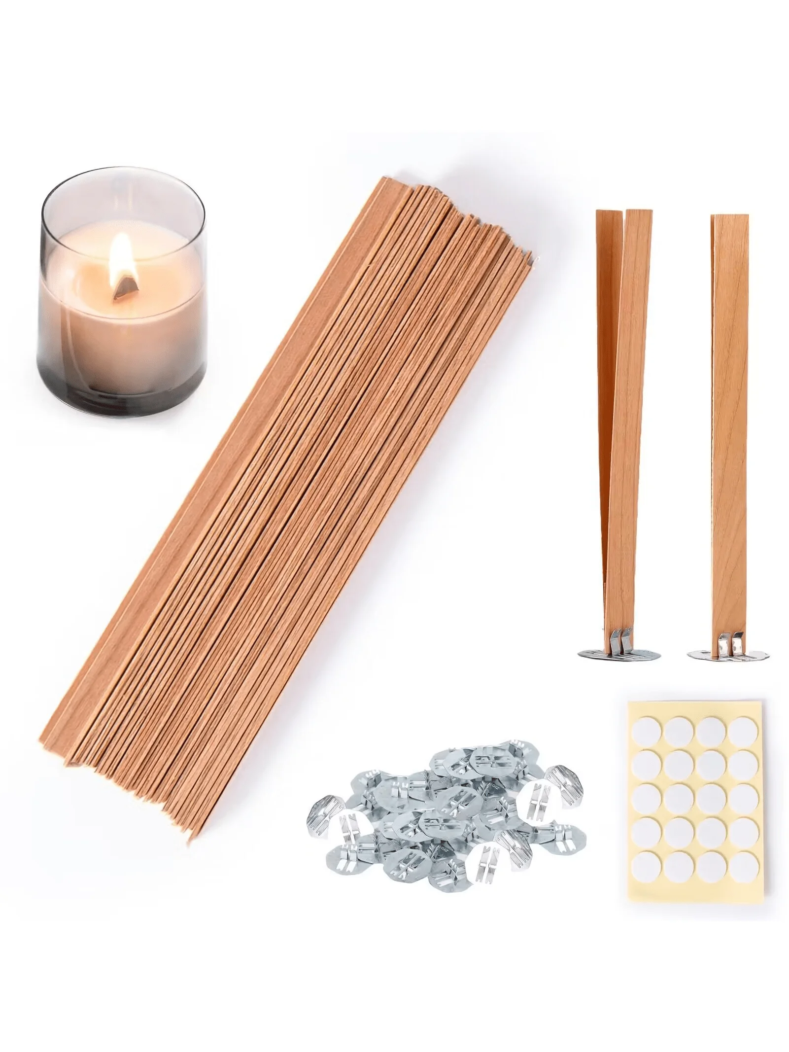 

40Pcs Smokeless Cherry Wood Candle Wicks-Wood Wicks Long-Lasting Flame-Easy Burning,Natural Candle Wicks with 20Pcs Holder & 20P