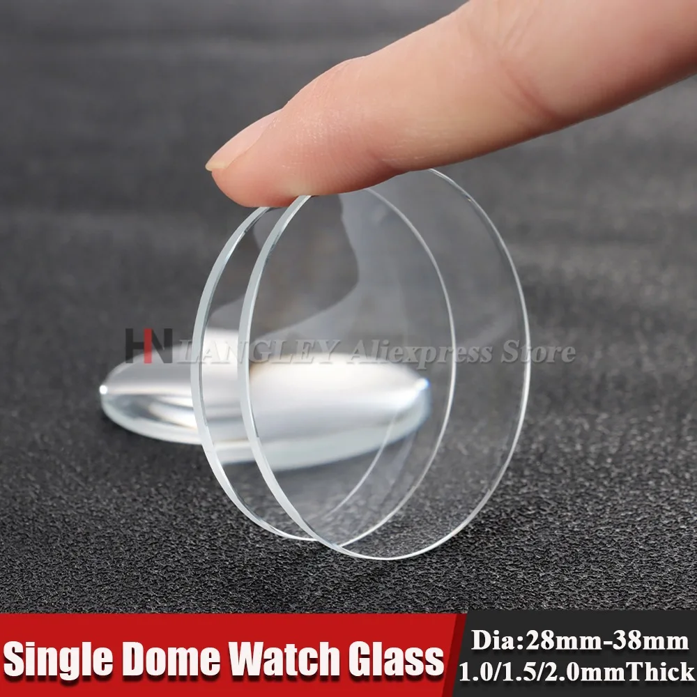 Watch Glass Single Dome Thickness 1.0/1.5/2.0mm Diameter 28mm- 38mm Transparent Round Watch Crystal Replacement Parts 29mm 30mm