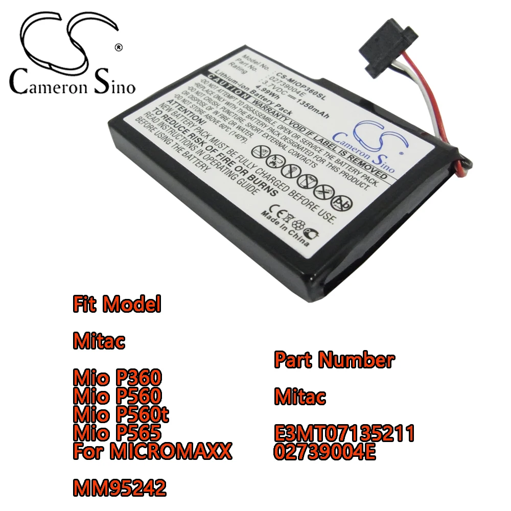 

Cameron Sino 1350mAh GPS, Navigator Battery For Mitac Mio P360 Mio P560 Mio P560t Mio P565 For MICROMAXX MM95242