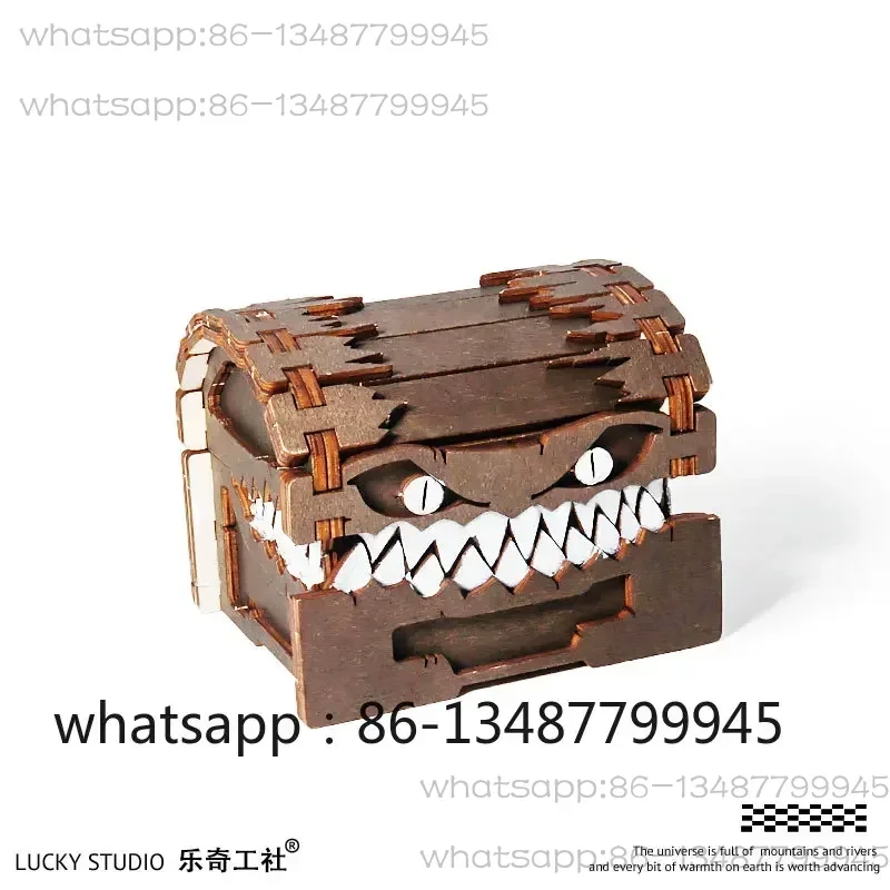 Beware of being bitten! Monster Treasure box storage box wooden, creative handicraft ornament