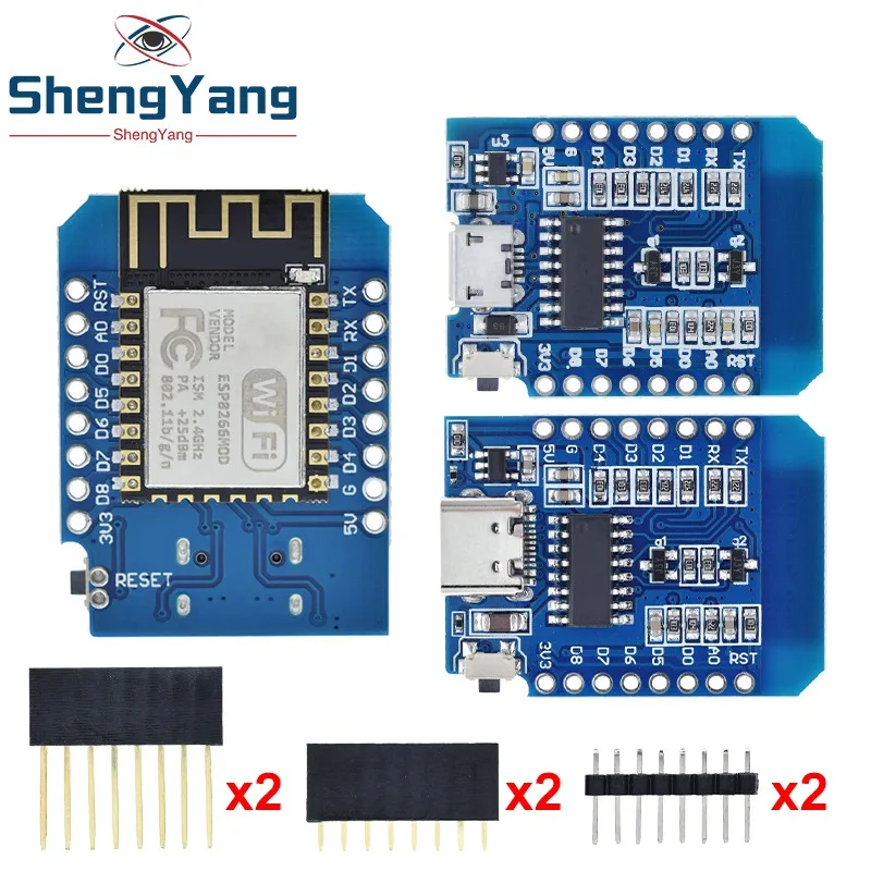 D1 Mini TYPE-C/MICRO ESP8266 ESP-12F CH340G V2 USB D1 Mini WIFI Development Board D1 Mini NodeMCU Lua IOT Board 3.3V With Pins