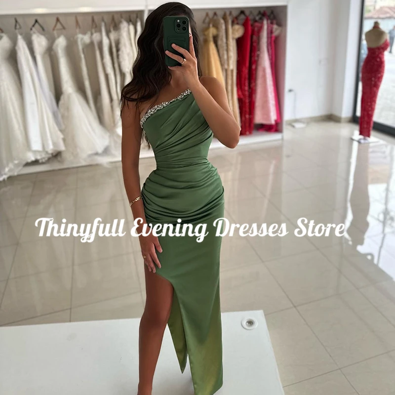 Thinyfull 2024 Mermaid Prom Evening Dresses One Shoulder Beadings Split Night Dress Saudi Arabia Cocktail Party Gowns Plus Size