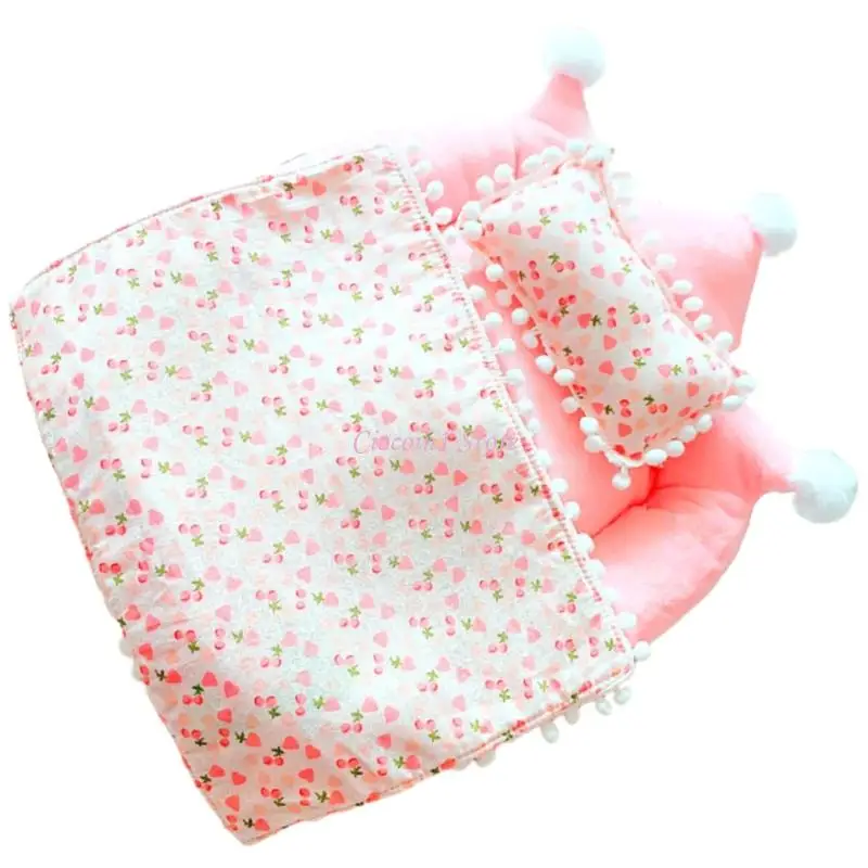 Y1UB 20cm Cotton Doll Bed Set Includes Plush Mattress Pillow Realistic Miniature Bedding For Display Or Play