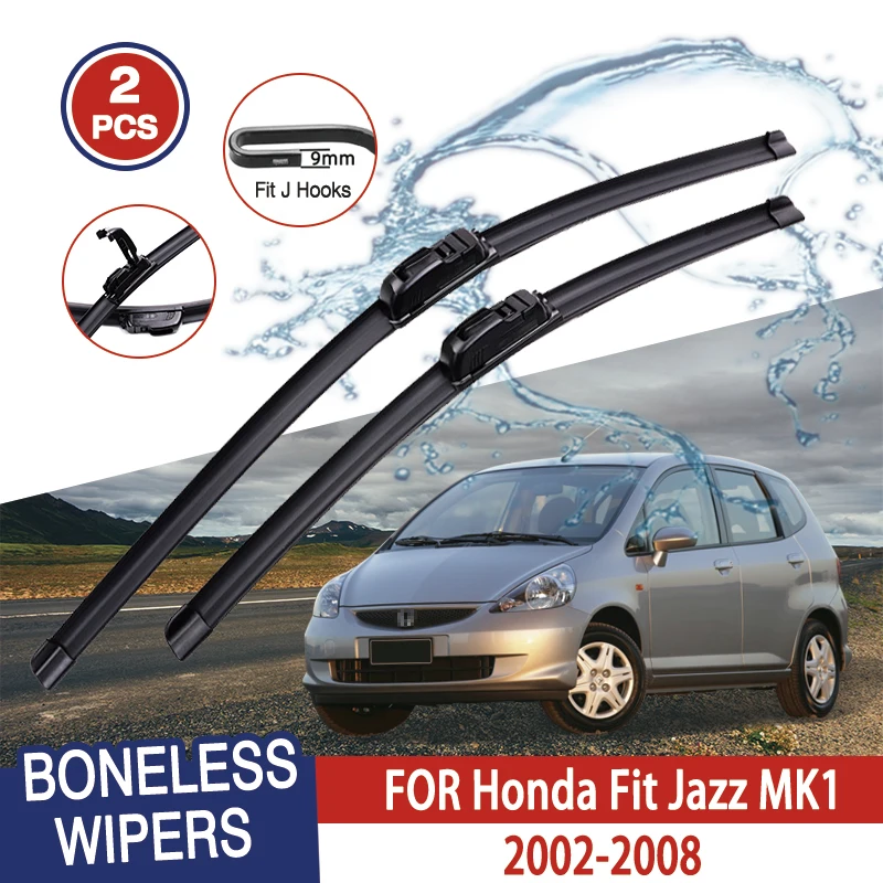 Dla Honda Fit Jazz MK1 2002-2008 Wycieraczka samochodowa typu U Miękka gumowa wycieraczka bez kości HD Cicha, trwała wycieraczka samochodowa 21 "+ 14"