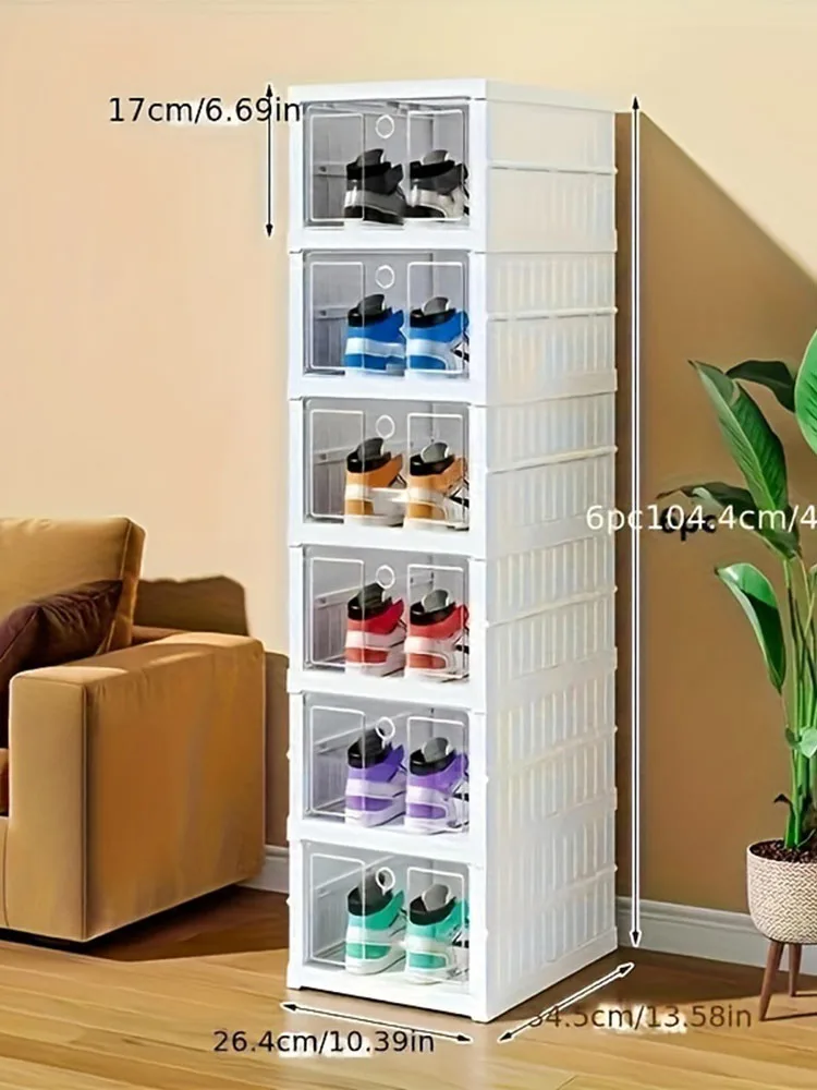 1pc Collapsible Shoe Box Organizer-No Assembly Required-Versatile Sneaker Storage Solution-Perfect for Home Organization