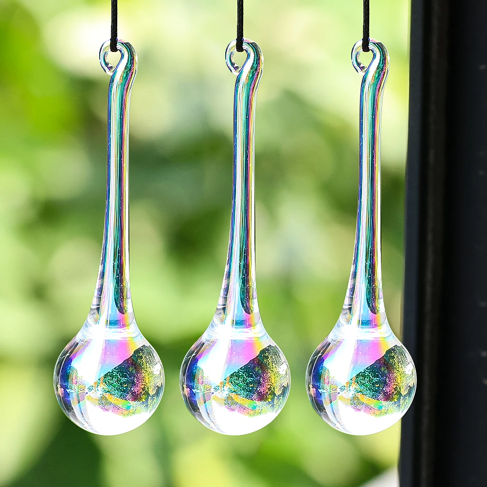 2PCS 80mm Hanging Drop Suncatcher Crystal Chandelier Parts Prisms Replacement Pendant Wedding Christmas Tree Decor Centerpieces