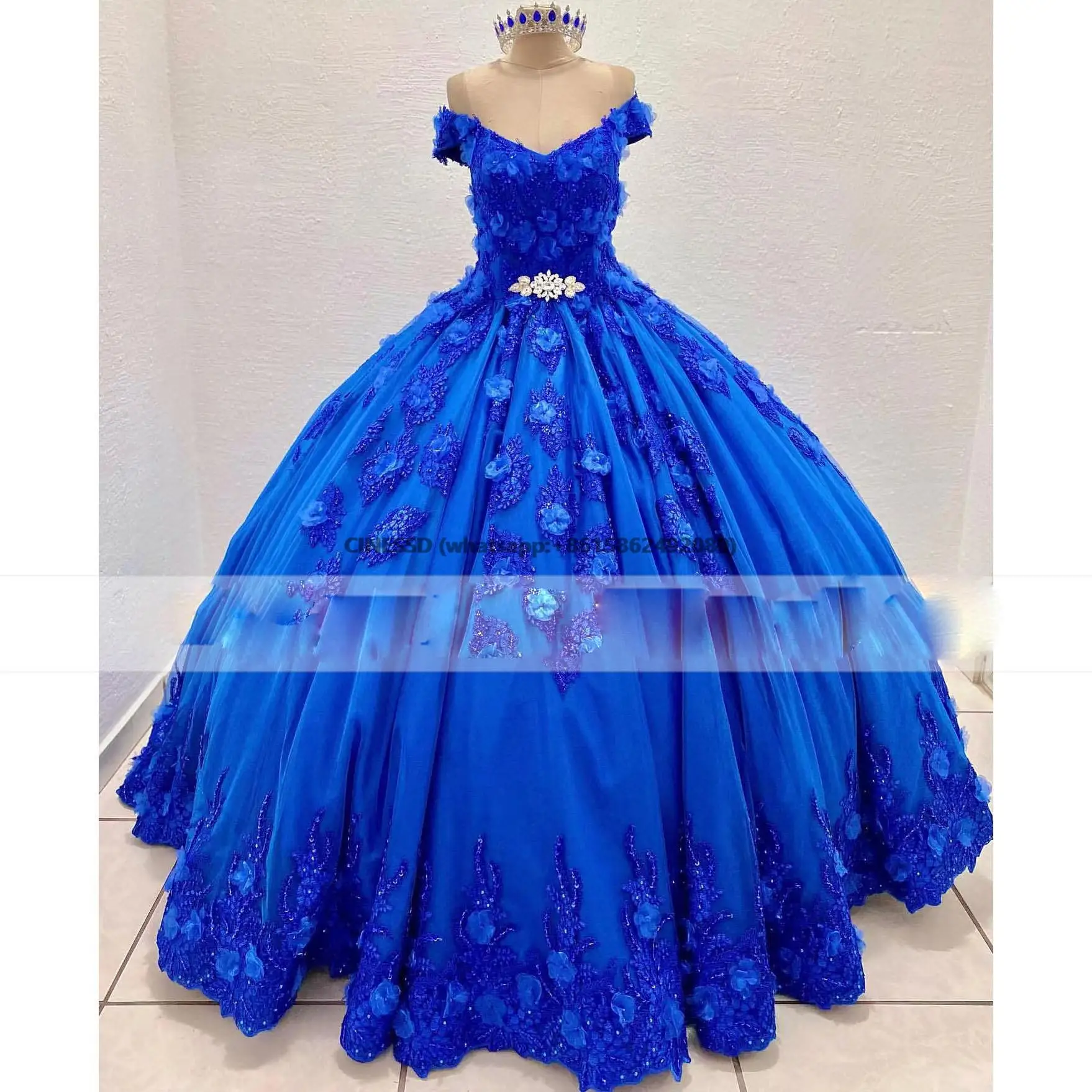 

New Royal Blue Quinceanera Dress Ball Gowns For Mexico 16 Girl Appliques Strapless Birthday Prom Gown Vestidos De 15 Años