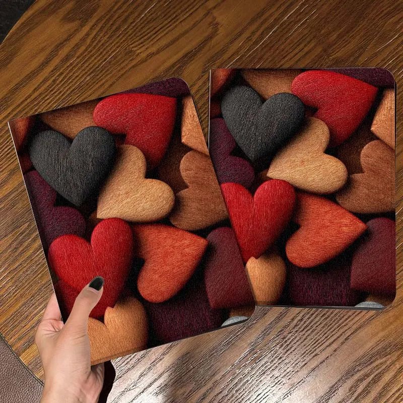 Heart Shape Decoration Cover For iPad Pro Mini Air 1 2 3 4 5 6 7 10 11 th 8 9 gen 11 M4 M5 Foldable Tablet Case