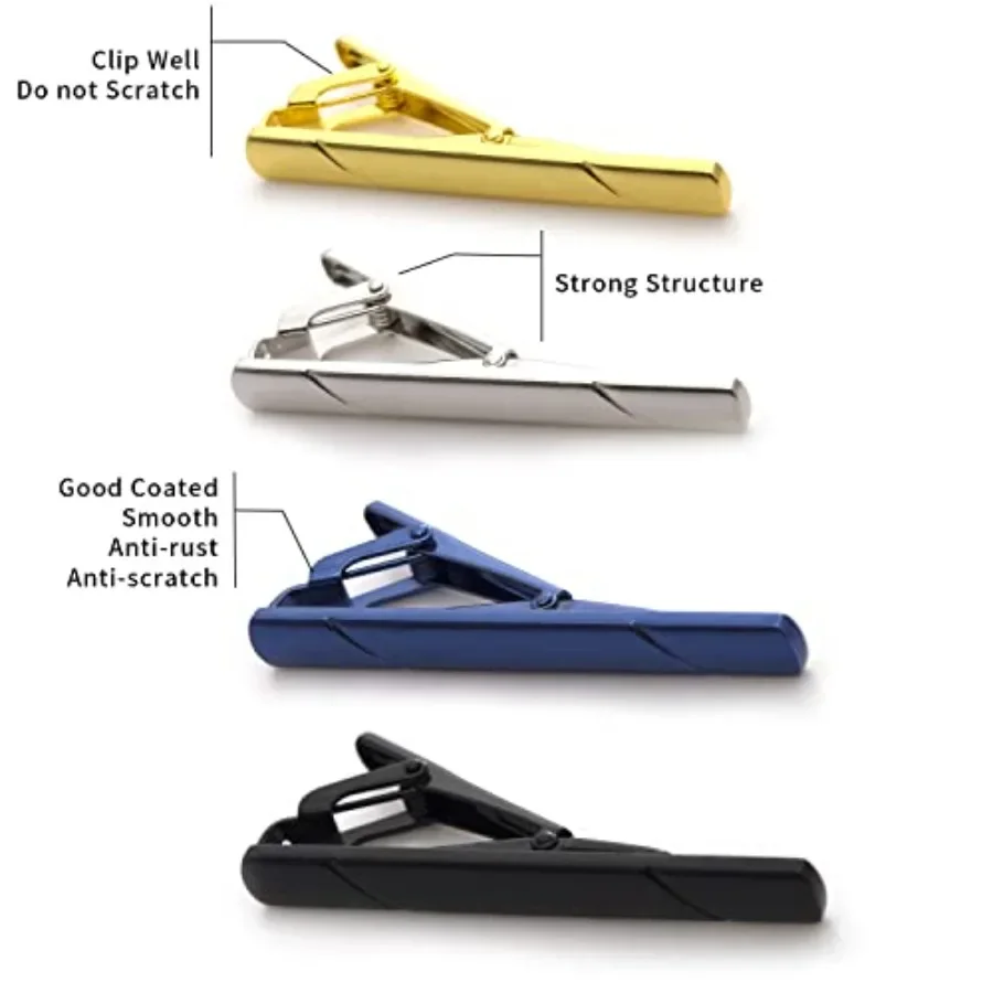 4Pcs Tie Clips For Men Tie Bar with Gift Box Suit accessories mens accessories fashion tie clip tie pin tie bar view 2