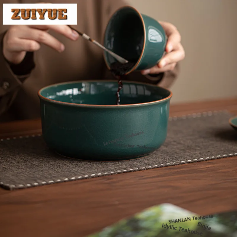 1200ml Large Ge Kiln Jianshui Washing Cup Bowl Writing-brush Washer Tea Residue Barrel Chaxi Tea Ceremony Equipment Collection