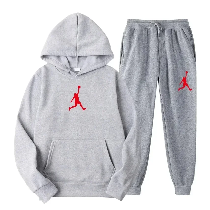 Brand new winter men's set two-piece hooded shirt+running pants sports set casual men's and women's sports shirt sportswear hood