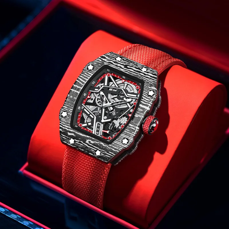 Decorative Dial Unique Ultra-thin Tonneau Barrel Shaped Quartz Watches Men Distinctive Patterns Male Nylon Hot Sell Clock Reloj