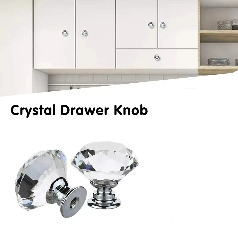10 Stück/Set 30mm Diamantförmige Kristallglas-Knöpfe Schrank-Schubladengriffe Küchenschrank-Türgriffe Garderobengriffe Hardware