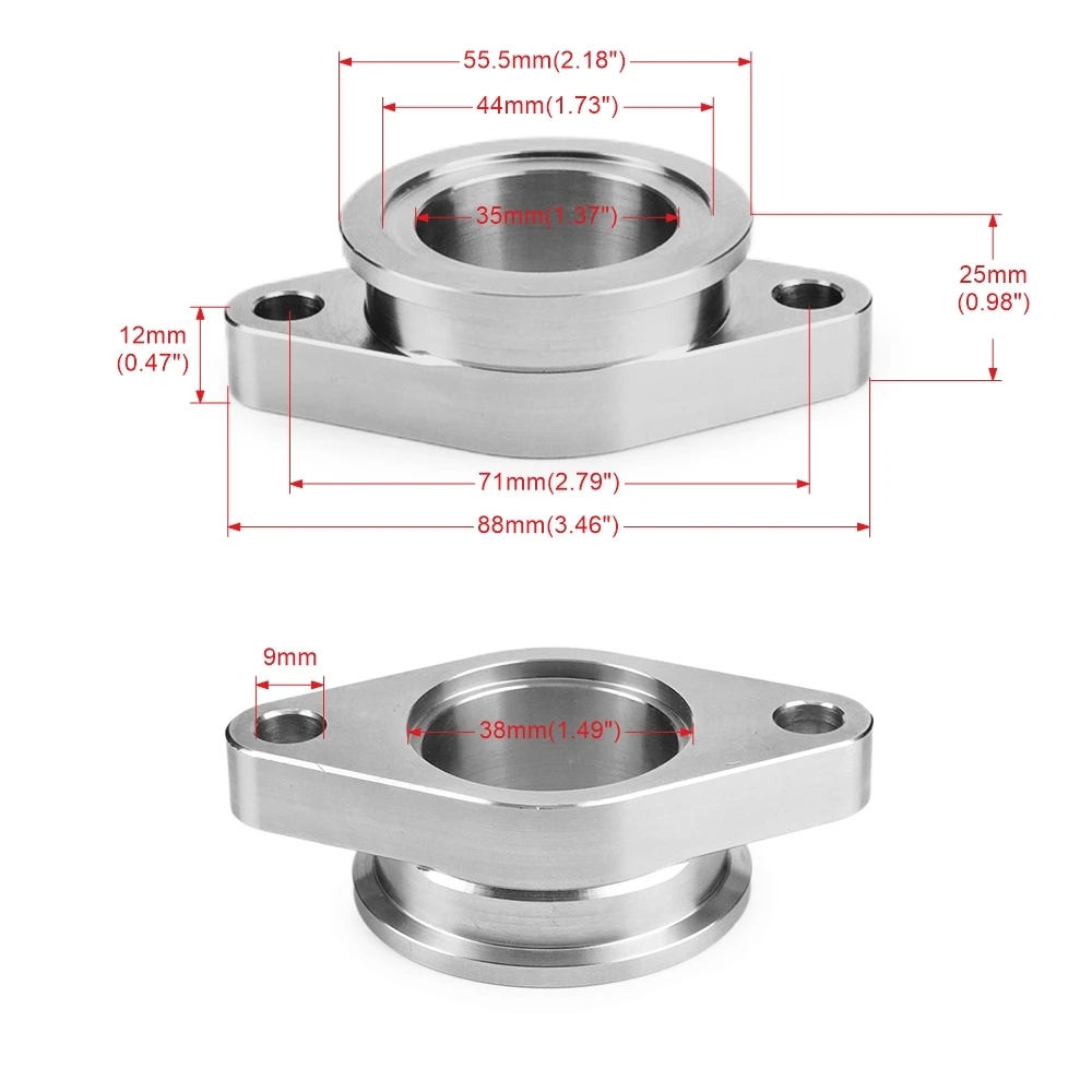 Universal 38mm To 38mm Stainless Steel  Vband MV-R Turbo Wastegate Flange Adapter Kit 2 Bolt Turbo Flange Manifold