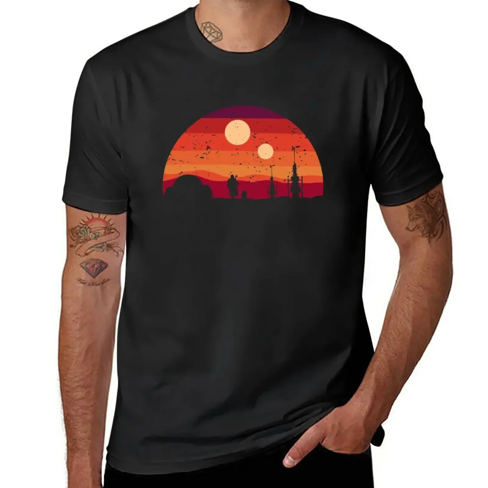 TATOOINE-T-shirt extragrande para homens, Rapper Graphic Tees, Plain Slim Fit, Taco Cool