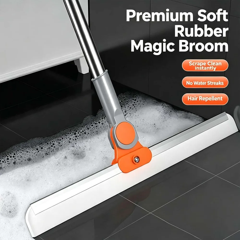 Magic Multipurpose Telescopic Floor Squeegee Broom 35-48cm Wide Silicone Blade for Bathroom Window Glass Shower & Kitchen Duster