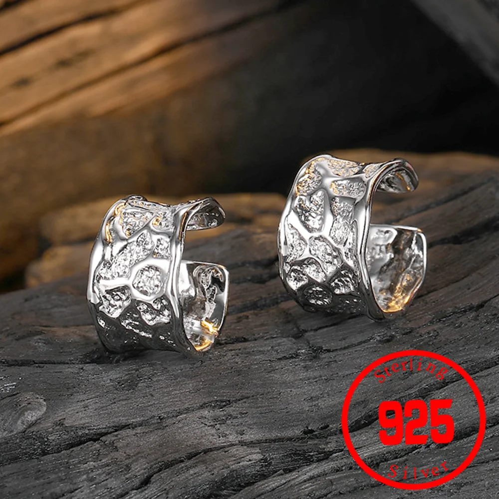 

Sterling Silver 925 Texture Ear Cuffs for Women Fashion Popular Clip on Earrings Party Gifts Vintage Jewelry