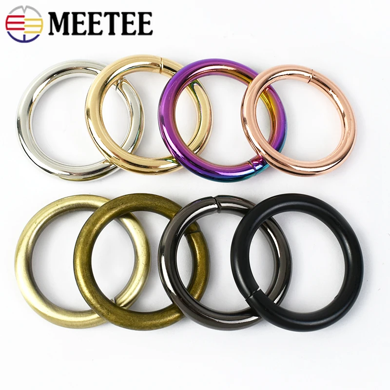 5/10Pcs Meetee 20-50mm Metal Ring Buckles for Bag Strap O Rings Hook Dog Collar Clasp KeyChain Loops Webbing Belt Hooks Hardware