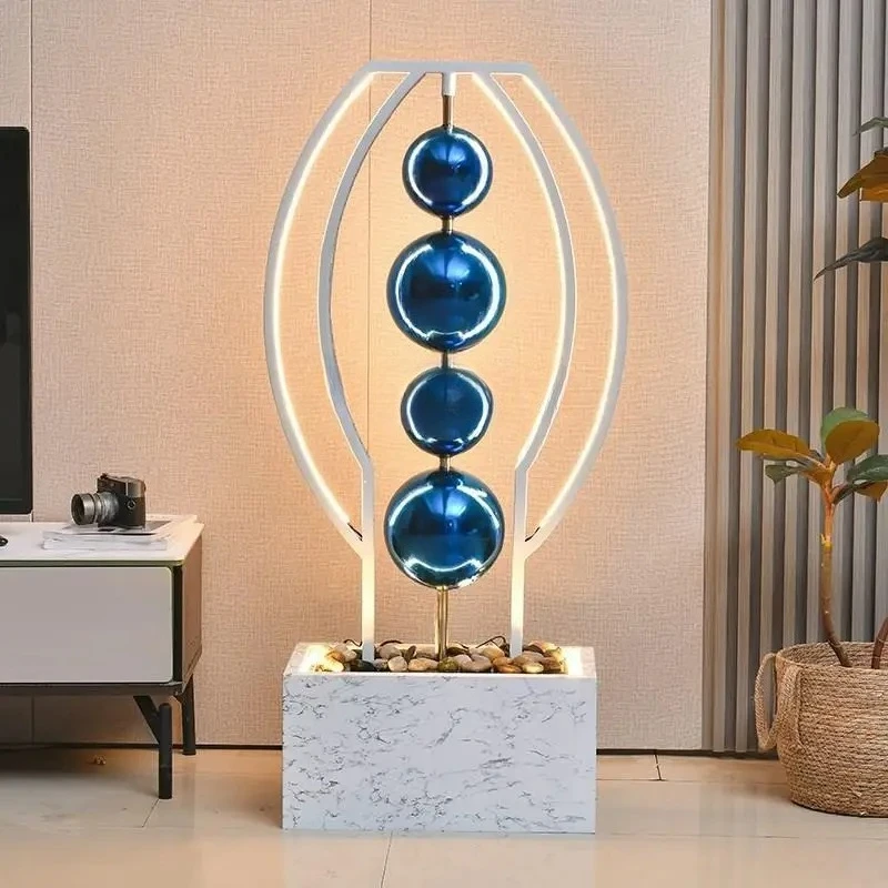 

Large Nordic Light Luxury Waterscape Decoration Circular Floor Flowing Water Ornaments Hallway TV Cabinet beside Sofa