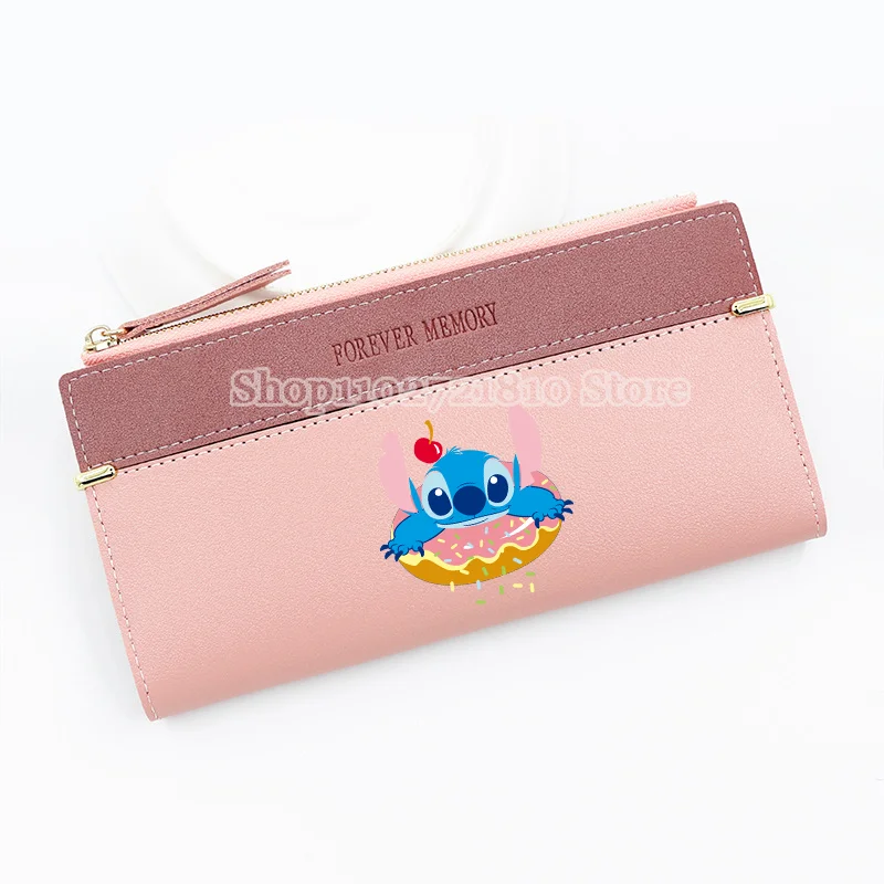 Portafoglio Stitch Disney da donna di grande capacità lungo moda nuovi portafogli simpatico cartone animato anime figura portamonete pochette porta carte regalo