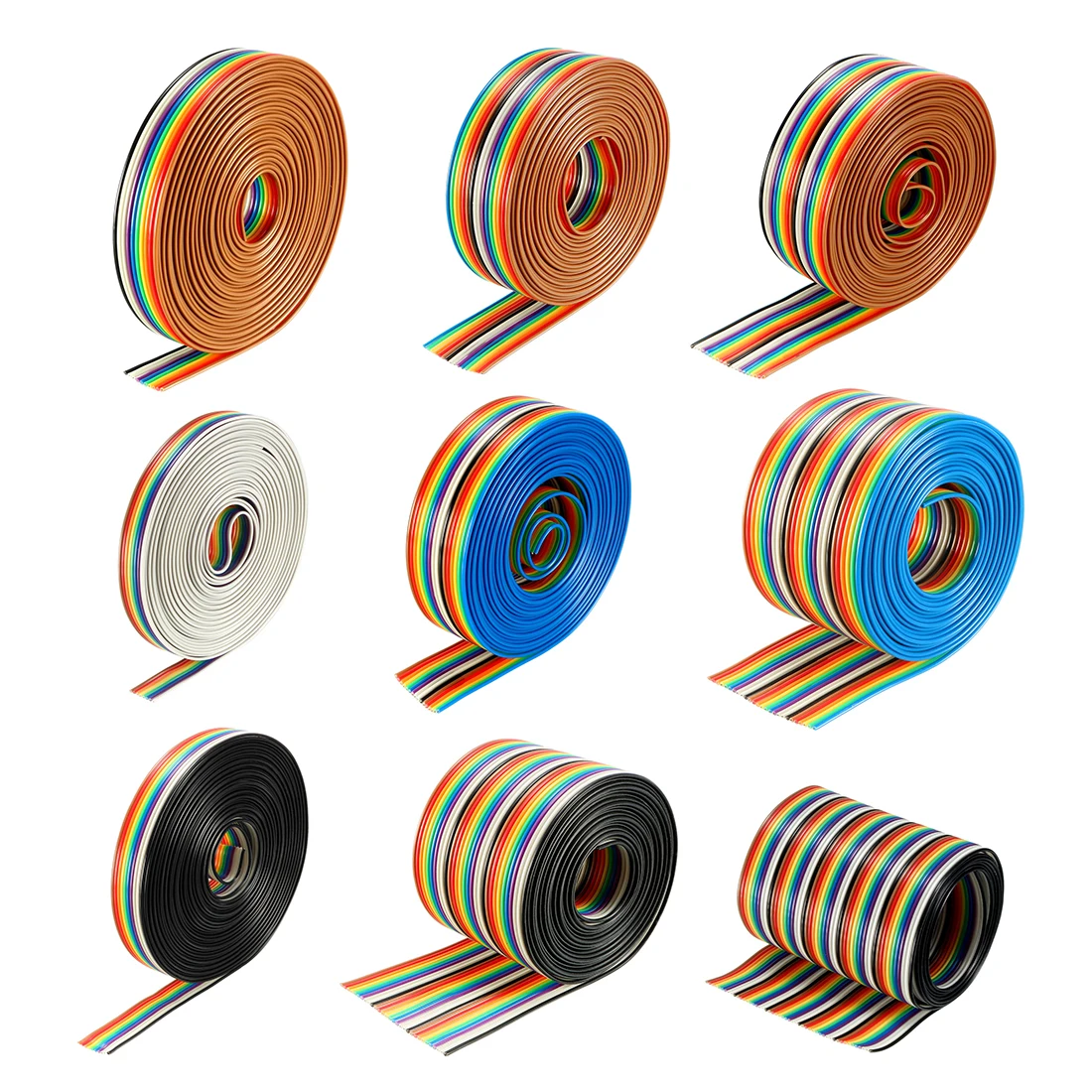 Uxcell 1/2/3/4/5Meter 8P/10P/16P/20P/26P/30P/40P/50P 1.27mm Pitch Flat Ribbon Cable Rainbow IDC Wire for 2.54mm FC Connector