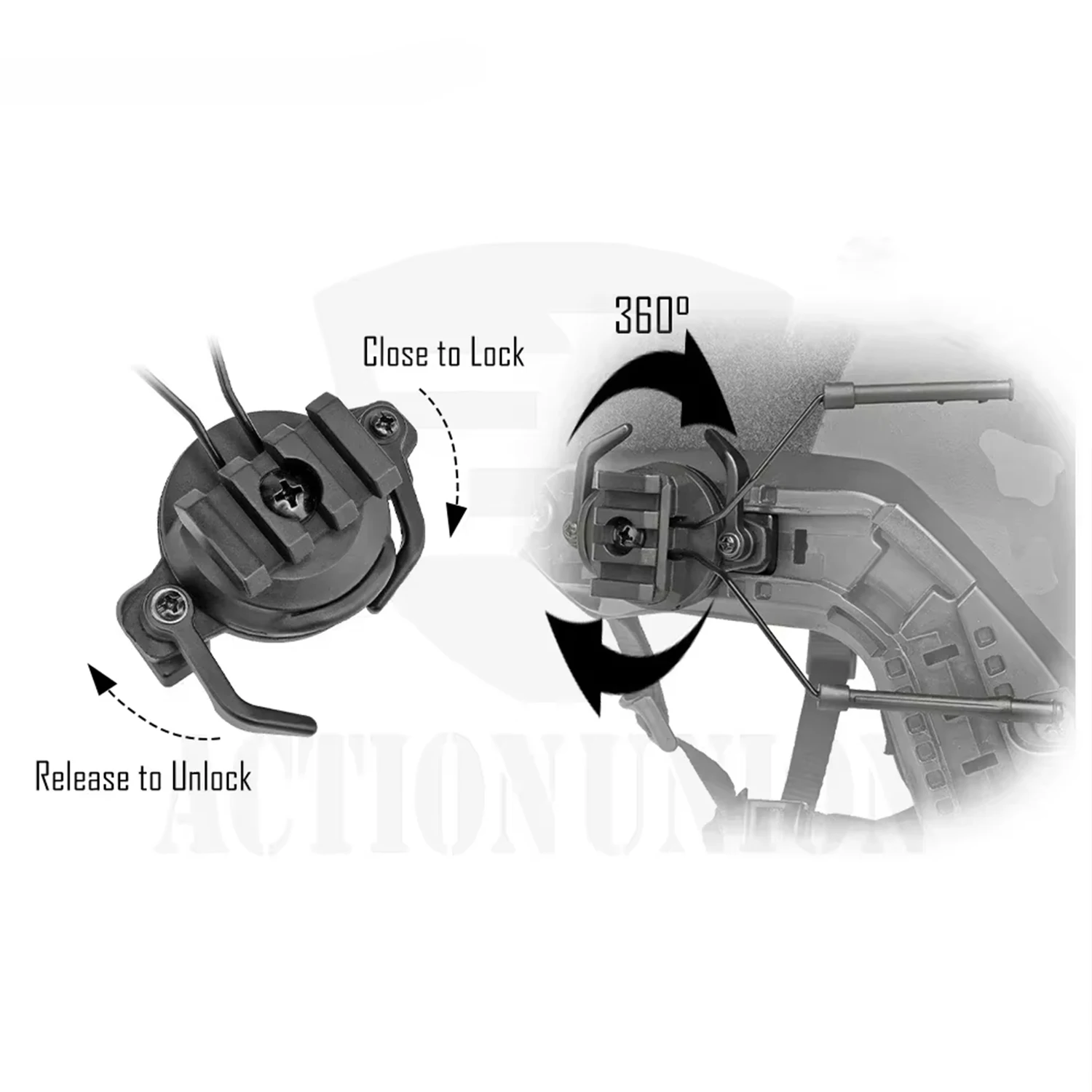 Tactical Fast Rail Mounts Headset Rail Adapter Headset Holder Set Shooting Helmet 360 Rotation Helmet Rail Suspension Bracket