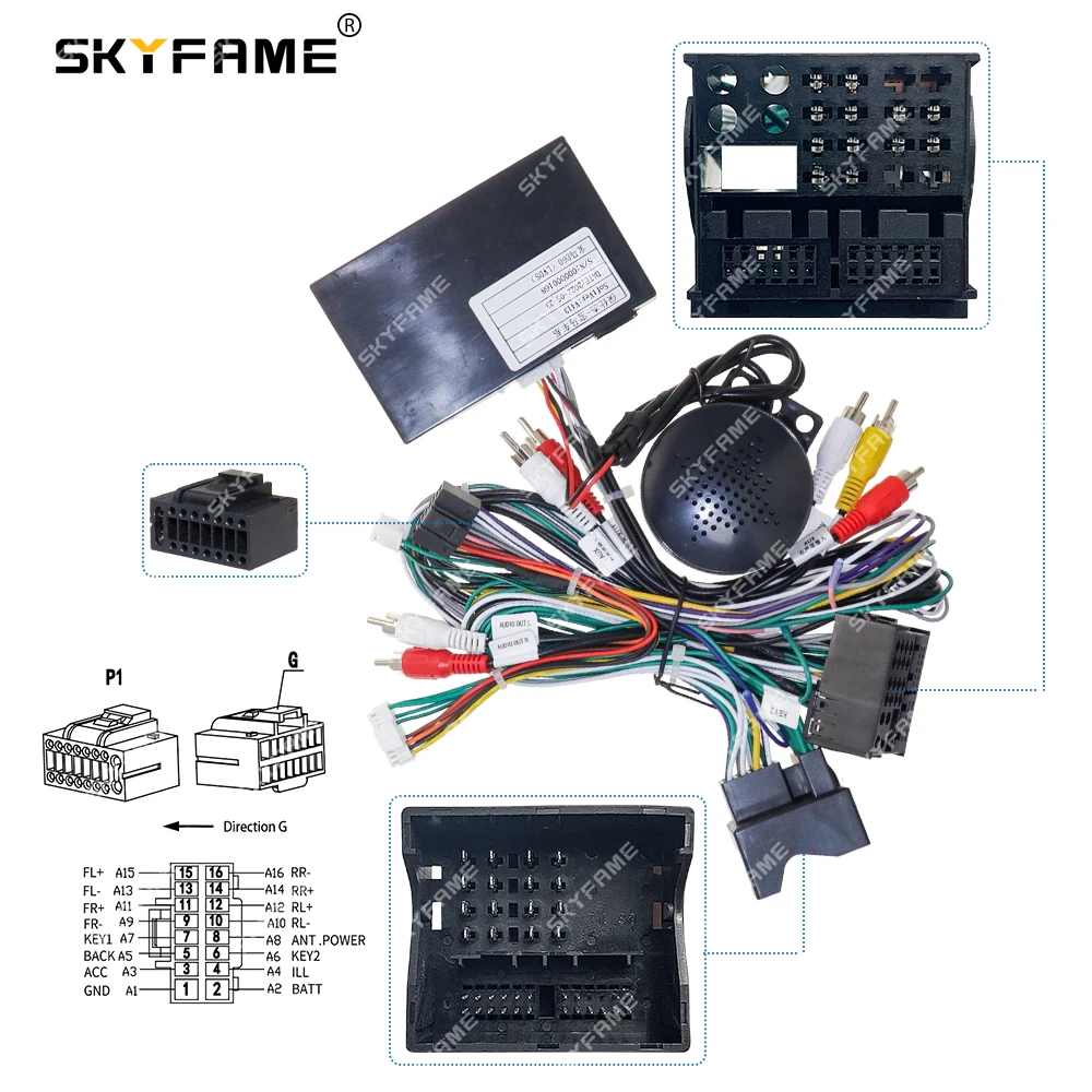 SKYFAME Car 16pin Wiring Harness Adapter Canbus Box Decoder Android Radio Power Cable For BMW E60 3\5 Series E61 E63 E90 E91 E92