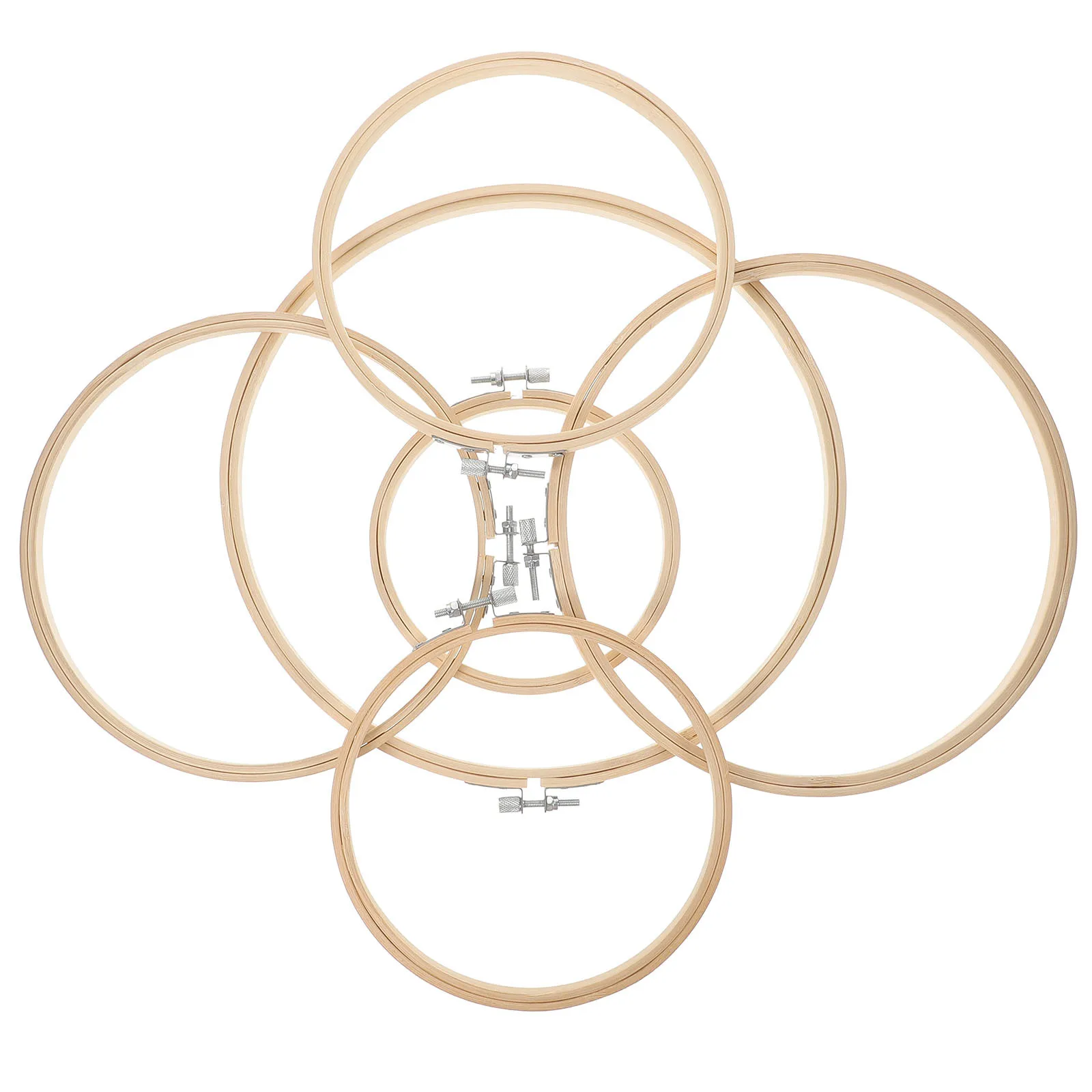 

6Pcs Large Capacity Bamboo Embroidery Hoops Professional Grade Round Frames for Hand Stitching Crafts Decorative Art Work