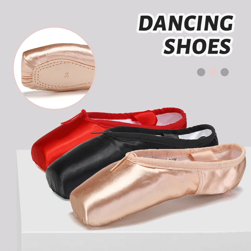 الفتيات أحذية الباليه الساتان راقصة الباليه الباليه بوانت أحذية الطفل الكبار النساء أحذية الباليه مع أشرطة النساء أحذية رقص الباليه