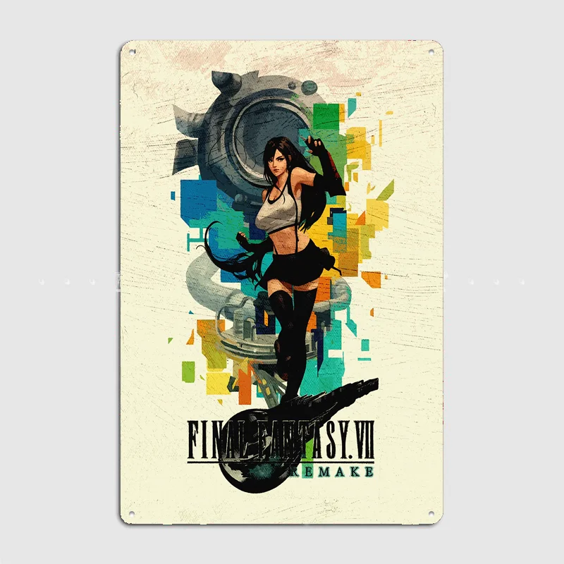 Tifa Lockhart Final Fantasy VII Remake Retro Poster Metal Posters Sign Indoor Outdoor Room Decoration Home Bar Decor Wall Decor