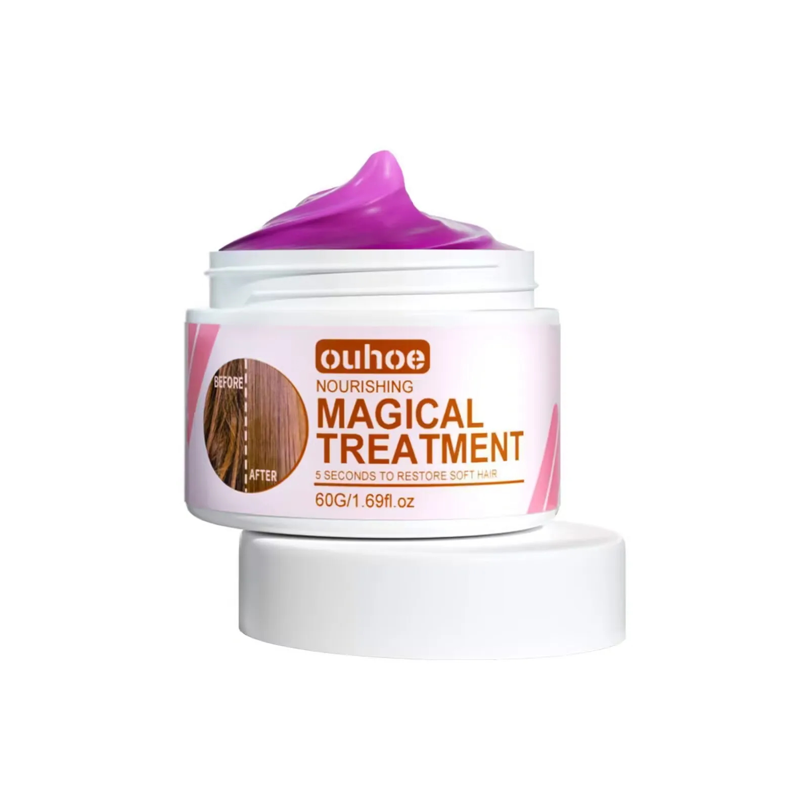 

60ml Mascarilla mágica para el cabello, 5 segundos, reparación de cabello dañado, rizado, suave, brillante, hidratación profunda