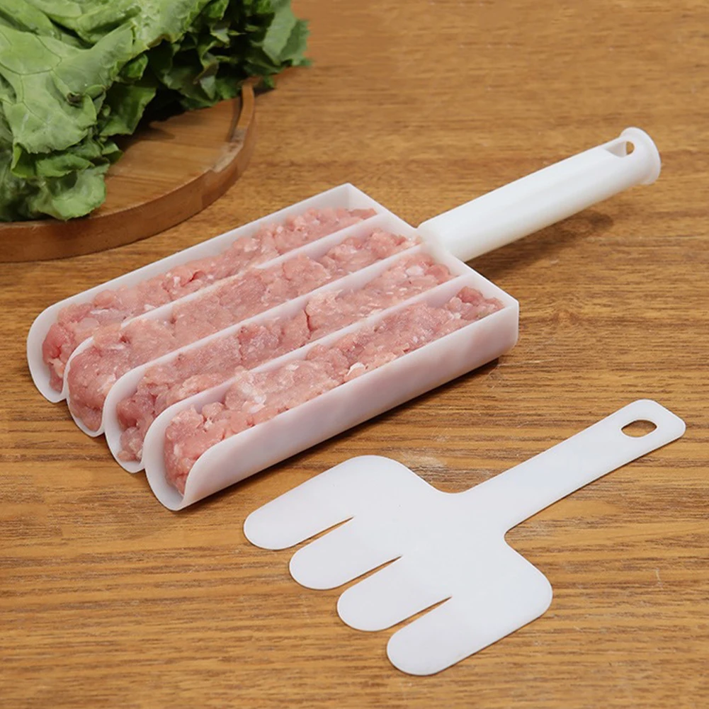 

3/4 Rows Meatball Maker Rice Meat Dumpling Machine Fishball Mould Shrimp Paste Press Minced Plastic Spoon Kitchen Meat Processor