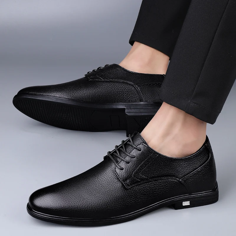 

Handwelted Men's Classic Dress Shoes genuine Leather Sole with Visible Stitching Black/Brown lace up oxfords shoes