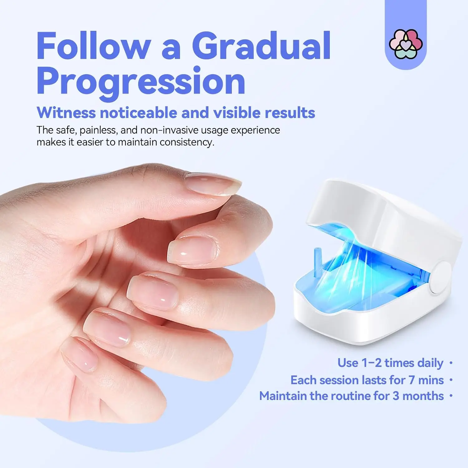 Fungal Nail Treatment LED Laser Device for Cleaning Onychomycosis USB Charge 905nm Infrared Light 470nm Blue Light Nail Salon