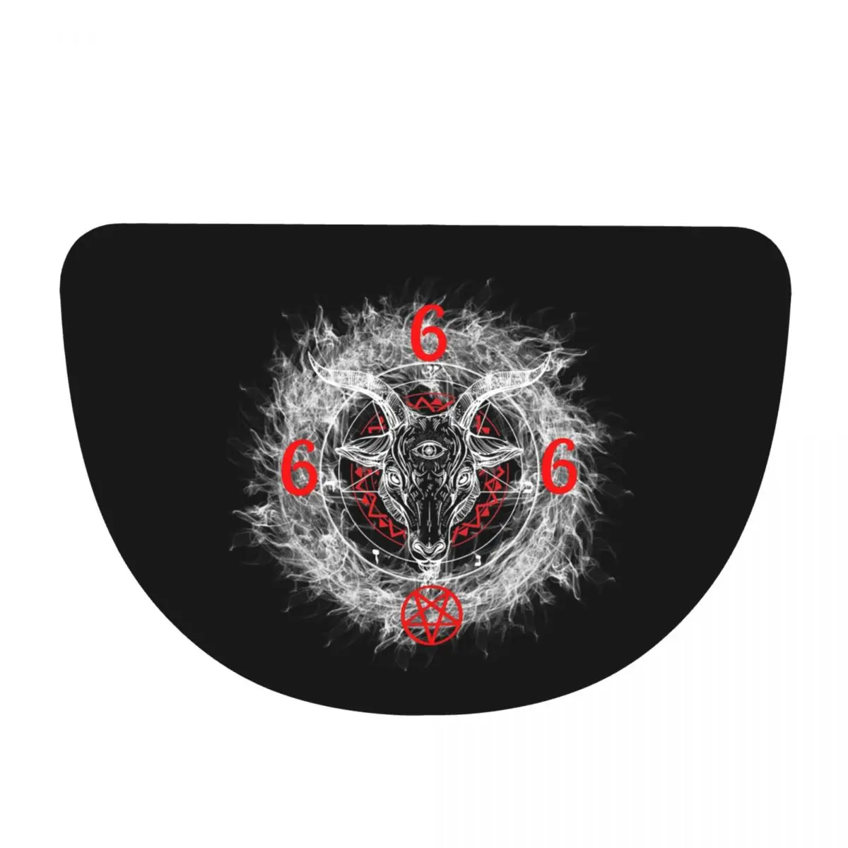 Occult Satanic Pentagram Soft Flannel Half Round Doormat Non Slip Bathroom Mat Absorbent Floor Carpet for Laundry Room Bathroom