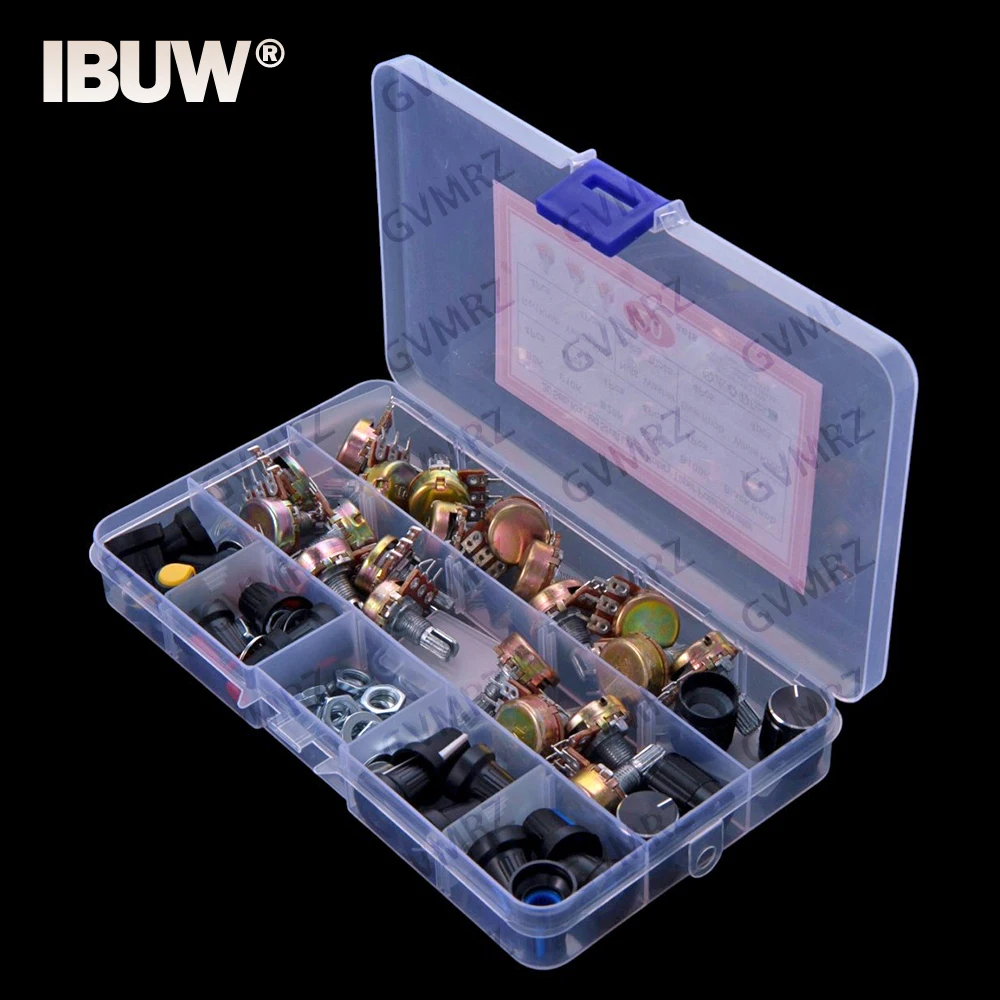 

20PCS WH148 5K-100K potentiometer switches with knob caps 5K 10K 100K 20K 50K 15mm