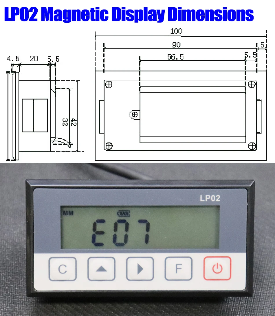 7-Bit-LCD-Display LP02 Integriertes eingebettetes Magnetmesssystem Magnetband mit Fleckbandprofil – Detail 2