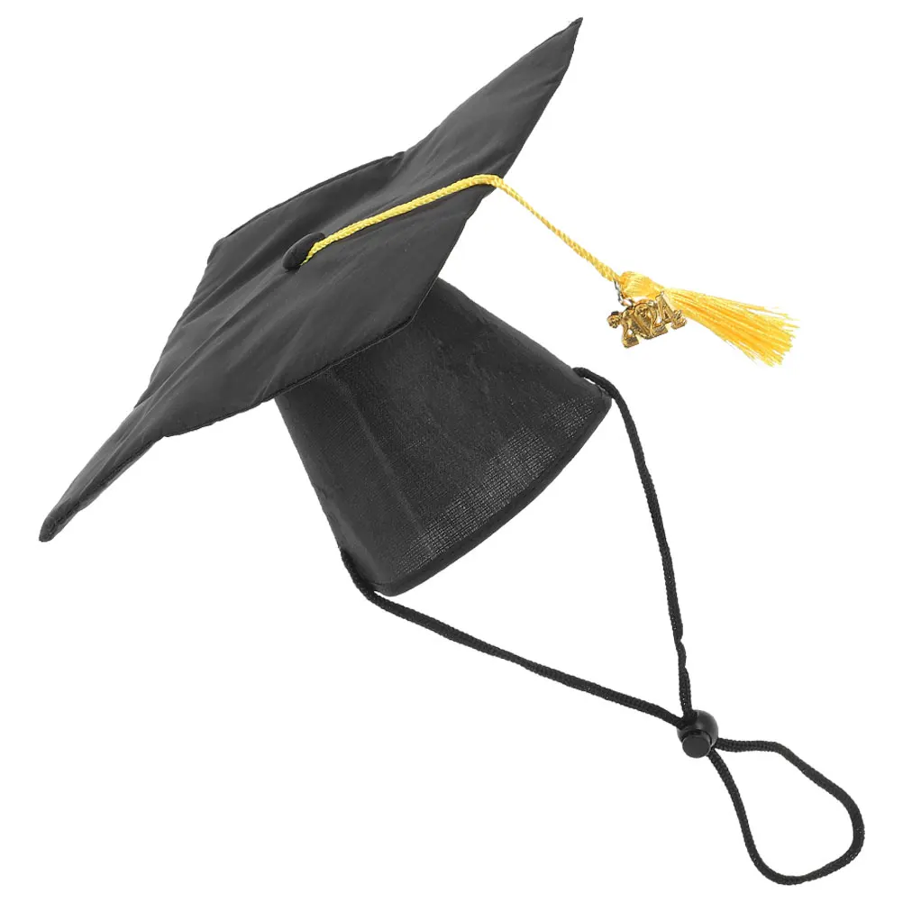 

2 Pcs Black Pet Graduation Caps Doctor Hat Puppy Cat Adjustable Costume Accessories for Dog Graduation Party Decoration