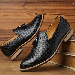 Mocassins de couro masculino, sapato ondulado, casual slip-on, festa de casamento, confortável, primavera, outono, moda