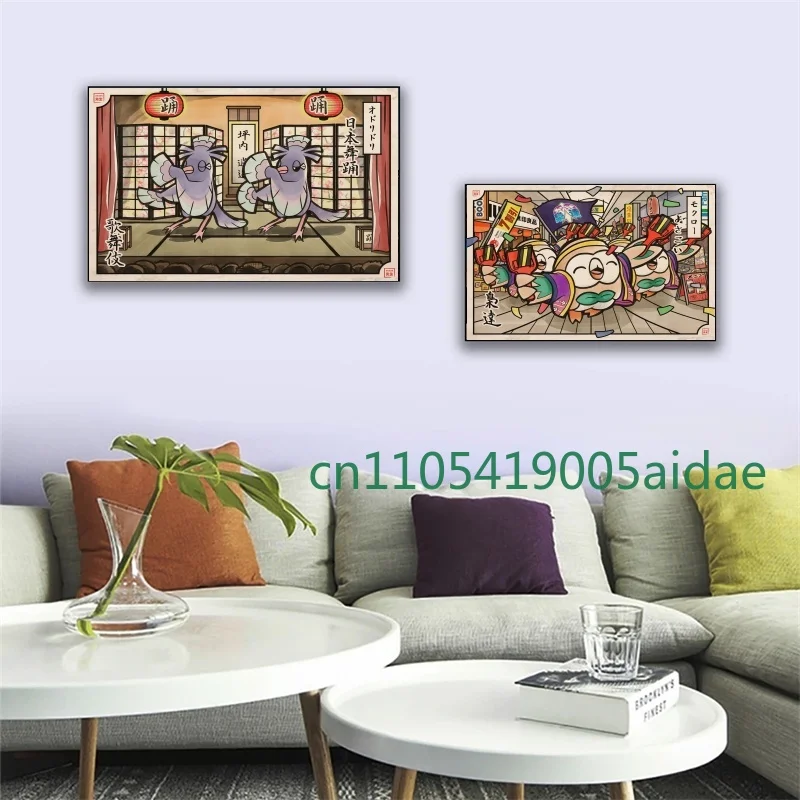 

Anime Pokemon Cartoon Poster Retro Gengar Anime Action Figures Canvas Painting Art Wall Decoration Poster Kids Bedroom Decorate