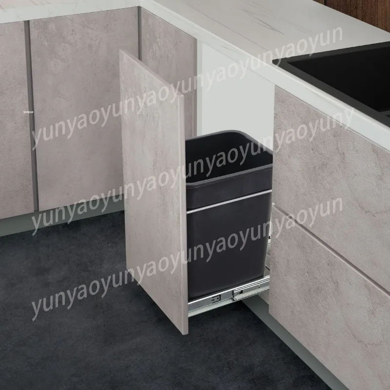 Hidden Trash Can Household Cabinet Embedded Trash Cans Drawer Type Kitchen Cleaning Tools Morden High Capacity Waste Bins