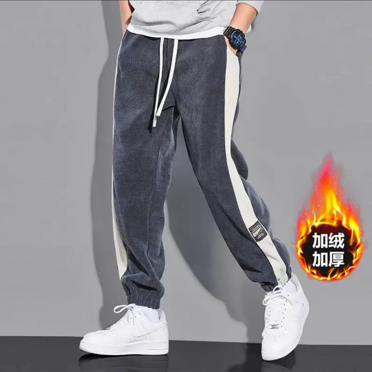 Mens Clothing New Winter Heavyweight Sweatpants For Men Gym All-match Y2k Trendy Casual Large Size Youth Long Pants For Men