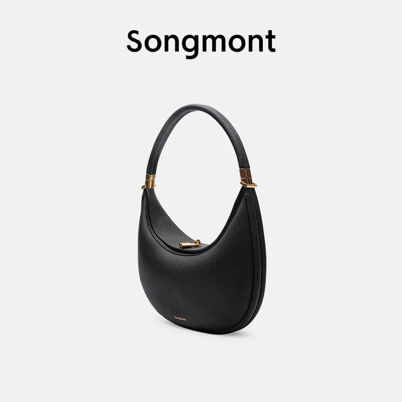 

Songmont Ladies Shoulder Bag Lychee Pattern Soft Leather Gilded Hardware Niche High End Sensory Bag Etro Versatile Light Luxury