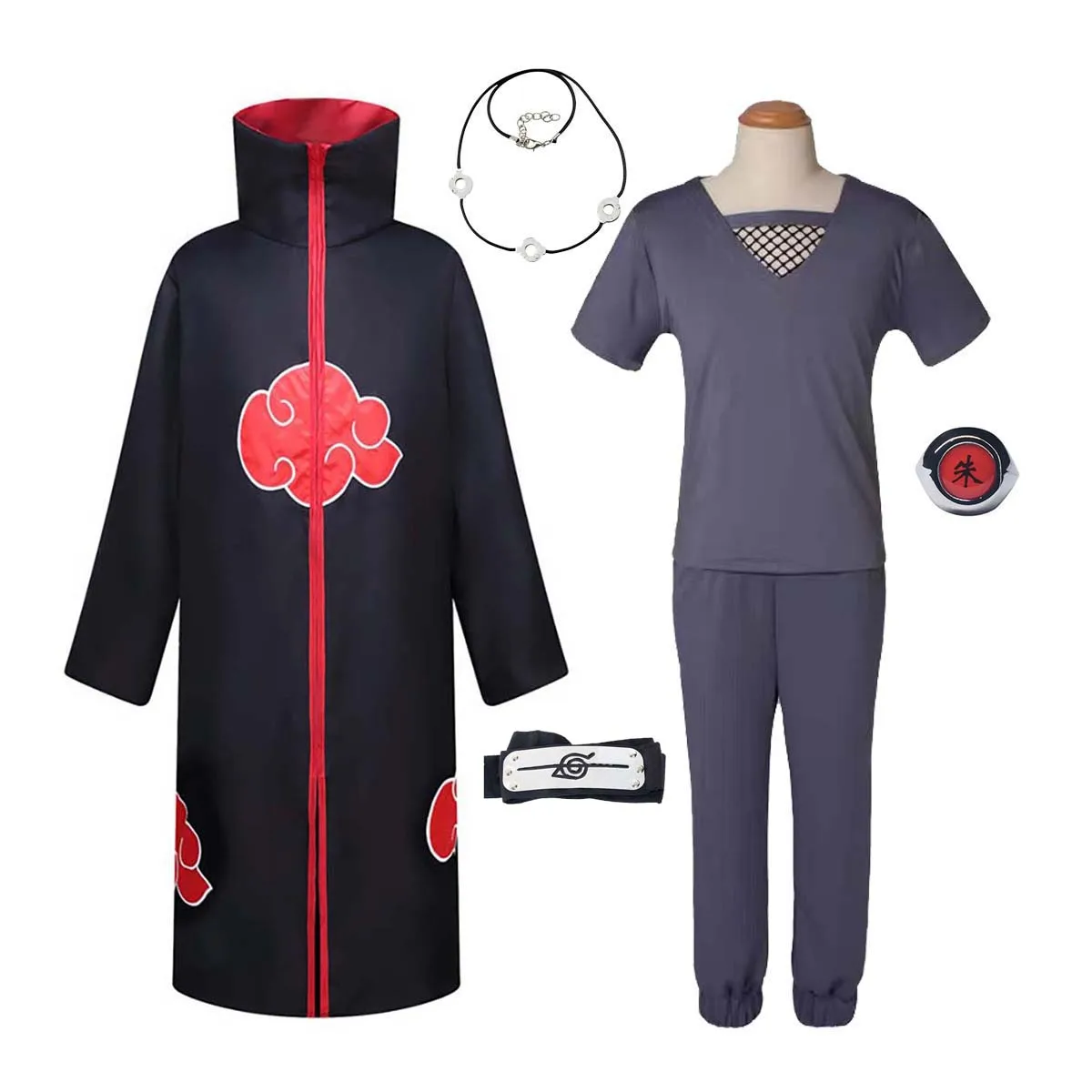 

Halloween Men Cos Uchiha Itachi Cosplay Costume Full Set With Cape