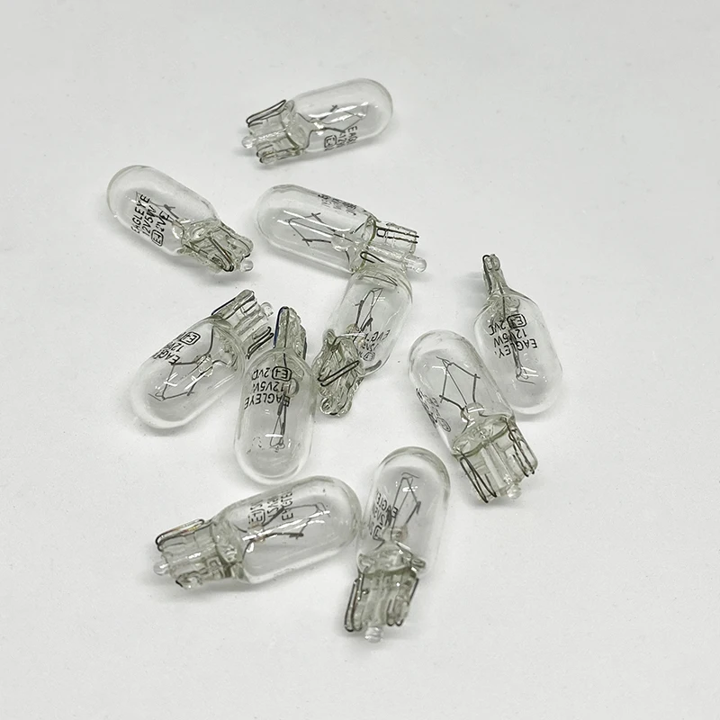 10X White T10 W5W 501 194 Clear Signal Lamp Glass 12V 5W Warm White Red W2.1x9.5d Single Filament Car Bulb Auto Light Halogen